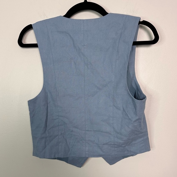 Open Edit Tailored Vest Blue Chambray Size Small - Picture 8 of 9